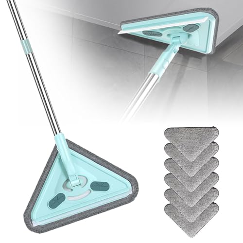 Multifunctional Triangle Mop, 2025 Neu 360° Drehbar Dreieck Bodenwischer, Multifunktions Dreieck Wischmopp mit Zurück Wischer für Wischen Böden Spiegeln Wänden (6) von ComedyKing