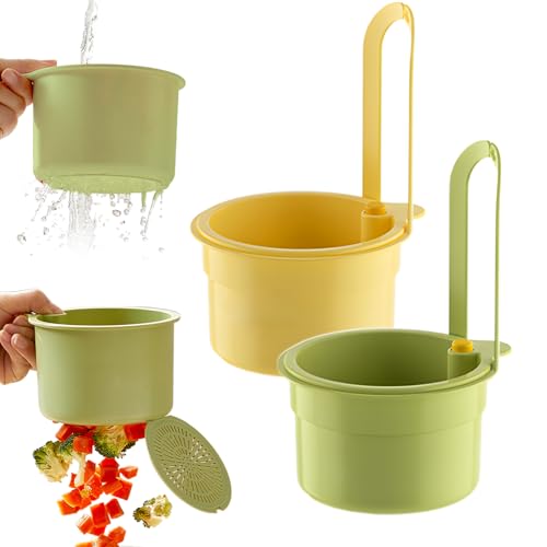 Sieb für Spülbecken, Snap-Button Spülbecken Sieb Wasserhahn Hängend, Waschbecken Sieb Spülbecken, Abnehmbare Abtropfsieb Spülbecken Kleines Sieb für Waschen Organizer in Küche (gelb+grün) von ComedyKing