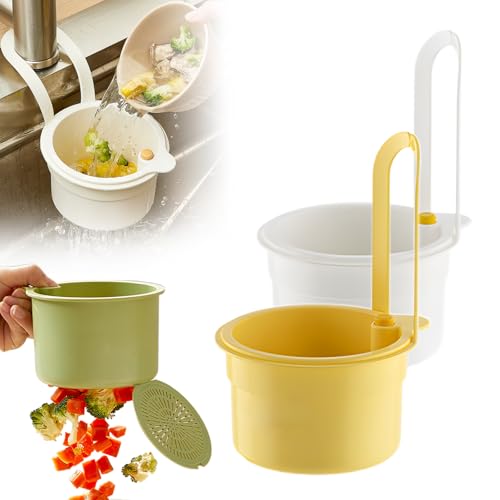 Sieb für Spülbecken, Snap-Button Spülbecken Sieb Wasserhahn Hängend, Waschbecken Sieb Spülbecken, Abnehmbare Abtropfsieb Spülbecken Kleines Sieb für Waschen Organizer in Küche (gelb+weiß) von ComedyKing