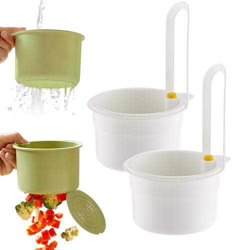 Sieb für Spülbecken, Snap-Button Spülbecken Sieb Wasserhahn Hängend, Waschbecken Sieb Spülbecken, Abnehmbare Abtropfsieb Spülbecken Kleines Sieb für Waschen Organizer in Küche (weiß*2) von ComedyKing