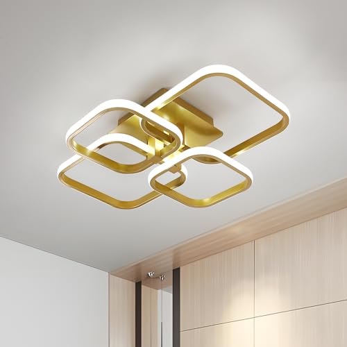 60W LED Deckenleuchte Modern, Gold 4500LM Deckenlampe LED, Einfachheit 4 Quadratische LED Lampen Deckenlampen für Küche, Schlafzimmer, Esszimmer,Korridor, Kaltes Weiß 6500K von Comely