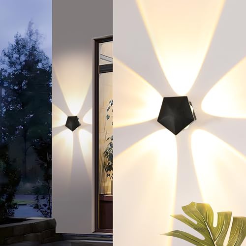 Comely 2 Stück LED Außenwandleuchte, Wasserdicht IP65 Wandleuchte Außenbereich Innen, Moderne Aluminium Wandleuchte 5W für Garten, Hof, Gang, Treppe, Warmweiß 3000K, Schwarz von Comely