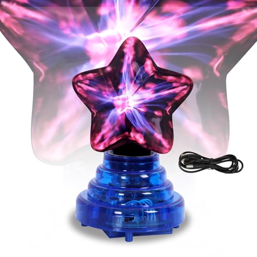 Comely 4W Plasmakugel, Sternförmige 11x10x17cm Plasmalampe mit Berührungs- und Sprachsteuerung, USB-Betriebene Plasma Kugel für Schlafzimmer, Wohnzimmer, Rotes Licht von Comely