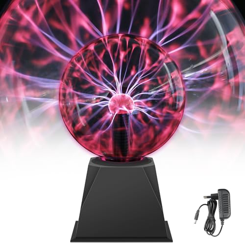 Comely 6 Zoll Magic Plasmalampe, Rotes Licht Plasma Ball Kugel Plasmakugel, Elektrostatische Kugel Berührungsempfindliche Blitzkugel für Kinderzimmer, Feste, Partydekorationen von Comely