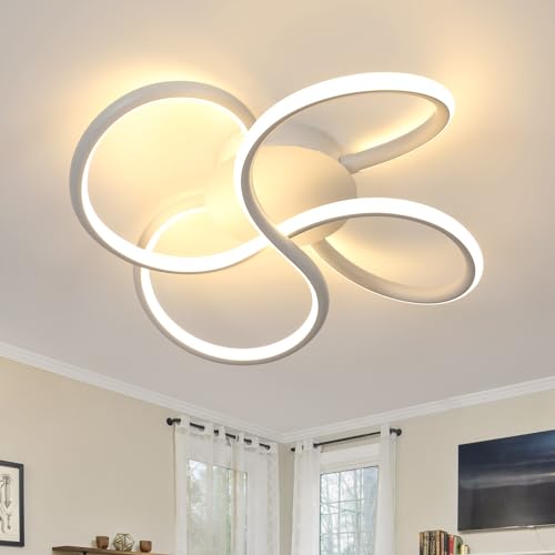 Comely Deckenlampe LED, 40W 4500LM LED Deckenleuchte Modern, Creative Flower Form Weiße Acryl LED Deckenbeleuchtung für Wohnzimmer Schlafzimmer Esszimmer Diele, Warmweißes Licht, 3000K von Comely