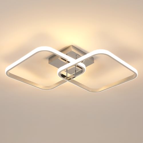 Comely Deckenlampe LED, 42W 4700LM LED Deckenleuchte Modern Design, Chrom Quadratische Deckenleuchten für Wohnzimmer Schlafzimmer Küche Flur, 3000K Warmweiß von Comely