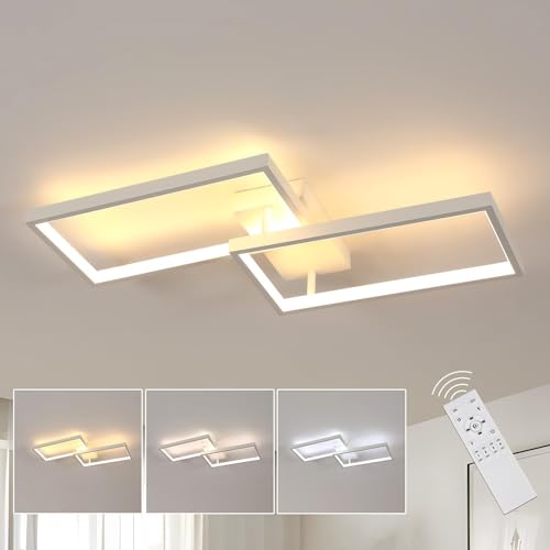 Comely Deckenlampe LED, Modern Geometrisch Design Wohnzimmerlampe Dimmbar mit Fernbedienung, 3000K-6500K Helligkeit Einstellbar, Deckenleuchte LED Rechteckig für Schlafzimmer Esszimmer Studio von Comely