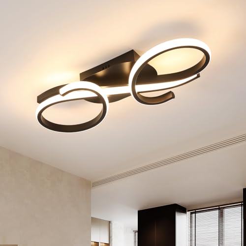 Comely Deckenlampe LED Deckenleuchte, Küchenlampe Schwarz 36W 4000LM 3000K Deckenbeleuchtung für Schlafzimmer Wohnzimmer Badzimmer Flur von Comely