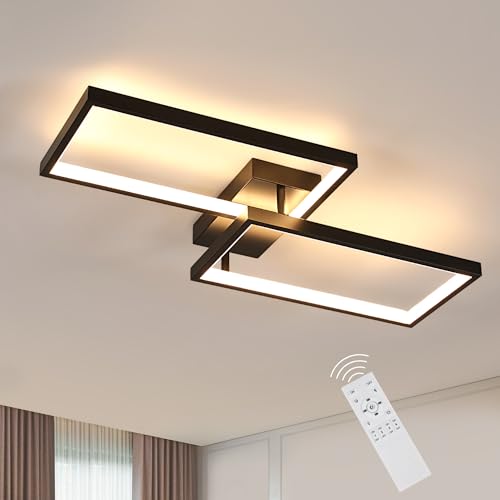 Comely Deckenlampe LED Deckenleuchte Dimmbar mit Fernbedienung 35W Wohnzimmerlampe Decke Schwarz Modern Design Schlafzimmerlampe Küchenlampe für Wohnzimmer Schlafzimmer Esszimmer Studio von Comely