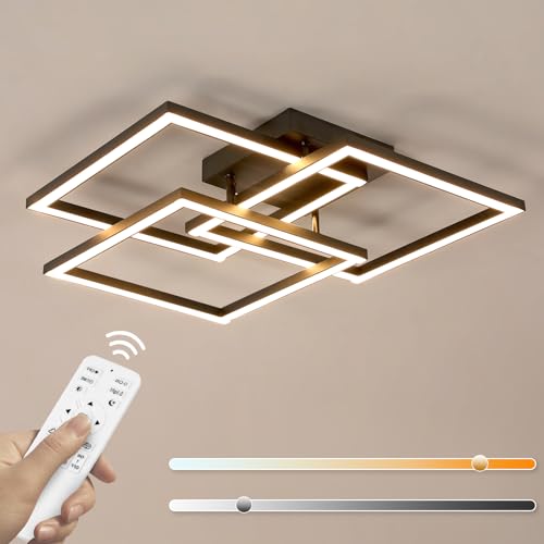 Comely Deckenlampe LED Dimmbar 62CM, 40W 4500LM LED Deckenleuchte Schwarz Modern Geometrisch mit Fernbedienung 3000K-6500K, Wohnzimmerlampe für Schlafzimmer Esszimmer Büro von Comely