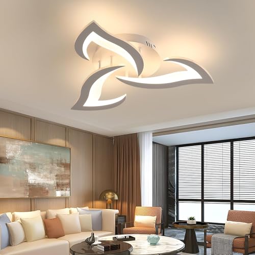 Comely Deckenlampe LED Wohnzimmer, 58cm 36W LED Lampen Deckenleuchte, Moderne Blütenblatt Design Lampen für Wohnzimmer Küche Schlafzimmer Esszimmer, 3000K Warmweißes Licht, Weiß Comely Deckenlampe LED Wohnzimmer, 58cm 36W LED Lampen Deckenleuchte, Moderne Blütenblatt Design Lampen für Wohnzimmer Küche Schlafzimmer Esszimmer, 3000K Warmweißes Licht, Weiß von Comely