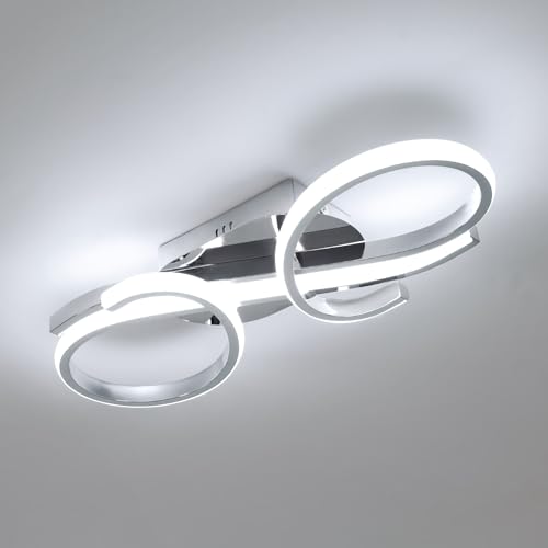 Comely LED Deckenlampe, 36W 4000LM Kreative Design Geometrische Form Deckenleuchte LED, Modern Silber Kronleuchter, Kaltweiß 6500K Deckenlampe Wand Lampe für Schlafzimmer, Wohnzimmer, Flur von Comely