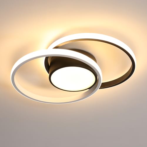 Comely LED Deckenlampe, 42W LED Deckenleuchte Modern Runden Lampe für Schlafzimmer Badezimmer Küche Balkon, Dia 40cm, Warmes Licht 3000K, Schwarz von Comely