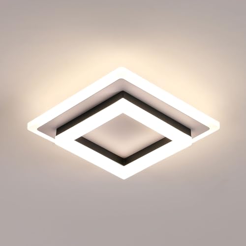 Comely LED Deckenleuchte, 24W Deckenlampe LED Quadrat 4500K Neutralweiß, Moderne Acryl Deckenbeleuchtung für Küche Schlafzimmer Wohnzimmer Flur Keller (Weiß+Schwarz) von Comely