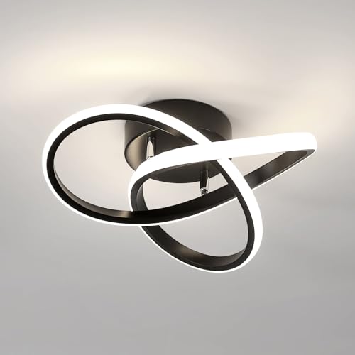 Comely LED Deckenleuchte, 30W 3375LM Moderne Deckenlampe, Aluminium LED Lampe für Wohnzimmer Schlafzimmer Flur Küche Balkon, Schwarz, Natürliches Licht 4500K, Dia 30cm von Comely