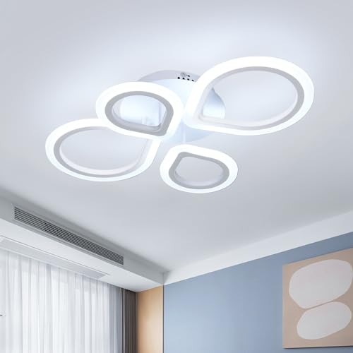 Comely LED Deckenleuchte Moderne, 36W 4050LM Deckenlampe LED mit Einstellbarer Lichtfarbe, 3000K/4500K/6500K, Weiß Acryl Deckenbeleuchtung für Schlafzimmer Wohnzimmer Küche Balkon, 59CM von Comely