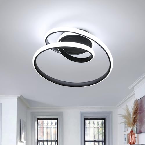 Comely LED Deckenleuchte, 36W LED Deckenlampe Modern, 6500K Kaltweiß Kreative Spirale Form Deckenlampe Schwarz für Wohnzimmer Schlafzimmer Flur Küche Balkon von Comely