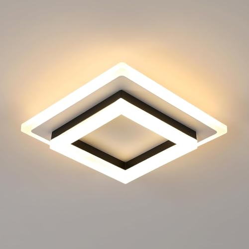 Comely LED Deckenleuchte, Modern Geometrisch Deckenlampe LED Warmweiss Eckig 24W 2350LM, Weiße Acryl LED Deckenbeleuchtung aus Metall für Schlafzimmer, Flur, Küche, Esszimmer von Comely