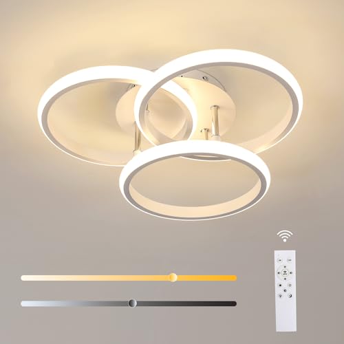 Comely LED Deckenleuchte 40CM Rund Dimmbar, 42W 4500LM Deckenlampe Weiß Modern mit Fernbedienung 3000-6500K, Schlafzimmerlampe Aluminium für Wohnzimmer, Schlafzimmer, Küche, Flur, Balkon, Esszimmer von Comely