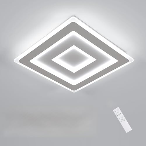 Comely LED Deckenleuchte Dimmbar, Weiß Quadratische 52W 5850LM LED Deckenlampe Modern mit Fernbedienung, 3000K-6500K Deckenleuchte Acryl für Schlafzimmer, Wohnzimmer, Küche, 40CM von Comely