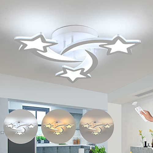 Comely LED Deckenleuchte Dimmbar mit Fernbedienung, 30W Modern Stern Design Deckenlampe, Weiße Sternenhimmel Lampe Deckenbeleuchtung für Kinderzimmer Schlafzimmer Esszimmer von Comely