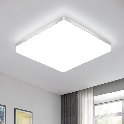 Comely LED Deckenleuchte Modern 48W, 5000LM Deckenlampe LED Quadratisch, Modern Panel Lampe für Badezimmer Küche Wohnzimmer Schlafzimmer Flur, Kaltes Weiß 6500K, Ø30CM von Comely