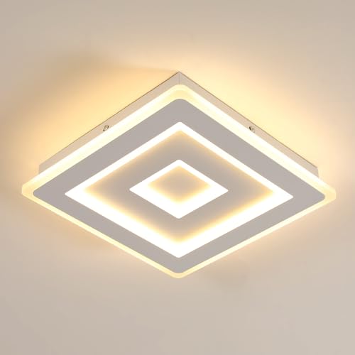 Comely LED Deckenleuchte Quadrat, 28cm 36W Moderne Deckenlampe Quadratisch Weiß LED Deckenbeleuchtung für Schlafzimmer, Wohnzimmer, Flur, Warmes Licht 3000K von Comely