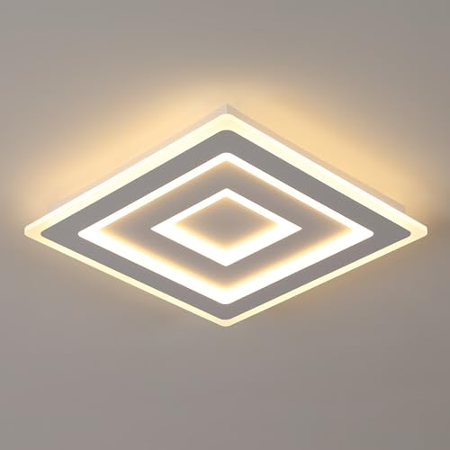 Comely LED Deckenleuchte Quadrat, Moderne Deckenlampe 52W Quadratisch LED Acryl LED Deckenbeleuchtung, LED Lampen Weiß für Schlafzimmer, Wohnzimmer, Flur, Warmes Licht 3000K, 40cm von Comely