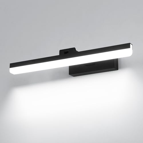 Comely LED Spiegellampe Bad 40cm - 9W Spiegelleuchte Badezimmer Wasserdicht IP44, 180° Drehbar Badezimmer Lampe Wandleuchte Schwarz für Wohnzimmmer Küche Badschrank, Kaltweiß 6500K von Comely