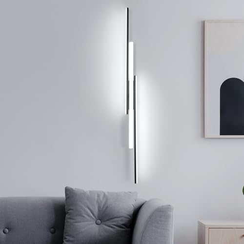 Comely LED Wandlampe Innen, Moderne 90cm 24W Schwarz LED Wandleuchte Wandleuchten für Schlafzimmer Wohnzimmer Korridor, Weißes Licht 6500K von Comely