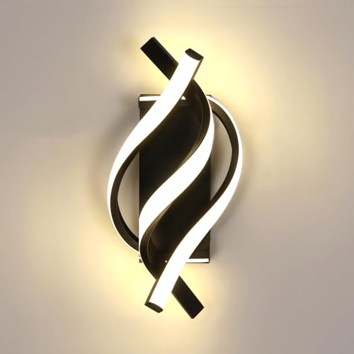 Comely LED Wandleuchte Innen Modern, 22W 2500LM Schwarz Wandlampe LED, Wandleuchte Innen für Wohnzimmer, Schlafzimmer, Diele, Esszimmer, 4500K Neutrales Licht von Comely