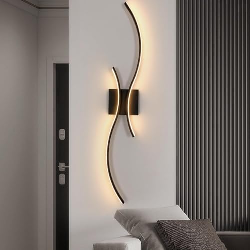 Comely LED Wandleuchte Innen Moderne, 27 W Kreative Lange Linie Wandlampe, Warmweiß Wandbeleuchteung für Wohnzimmer Schlafzimmer Flur, Schwarz, 80 CM Comely LED Wandleuchte Innen Moderne, 27 W Kreative Lange Linie Wandlampe, Warmweiß Wandbeleuchteung für Wohnzimmer Schlafzimmer Flur, Schwarz, 80 CM von Comely