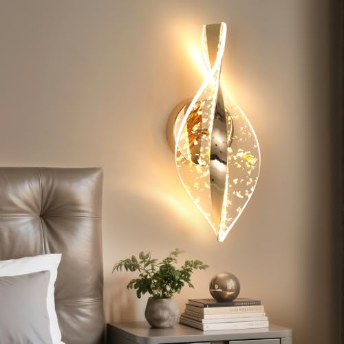 Comely LED Wandleuchten Innen, 3 Farbtemperatur Gold 12W 2000LM KreativeInnen LED Wandlampe für Schlafzimmer, Wohnzimmer, 3000K/4500K/6500K von Comely