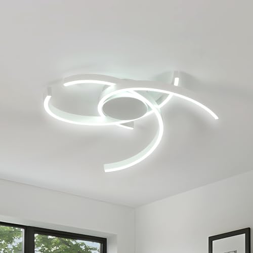 Comely Moderne LED Deckenlampe 45W 6500K, Deckenleuchte in Weiß mit Gebogenem Design, Wohnzimmerlampe und Schlafzimmerlampe für Küche, Einfache Installation und Nutzung von Comely
