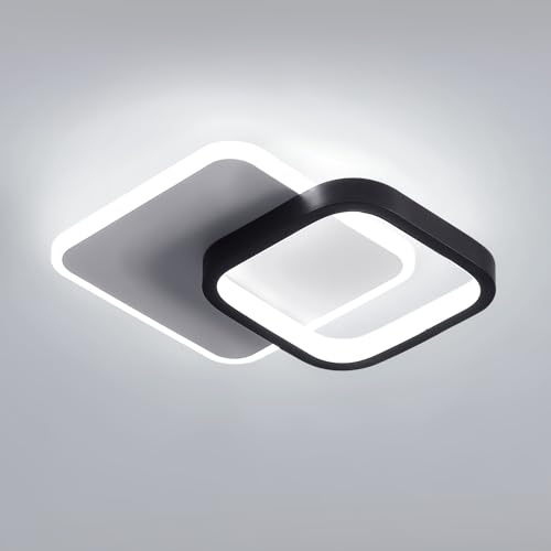 Comely Moderne LED Deckenleuchte, 24W 6500K Deckenlampe mit quadratischem Design, LED Deckenlampe für Wohnzimmer, Flur und Treppenhaus, Schwarz und Weiß von Comely
