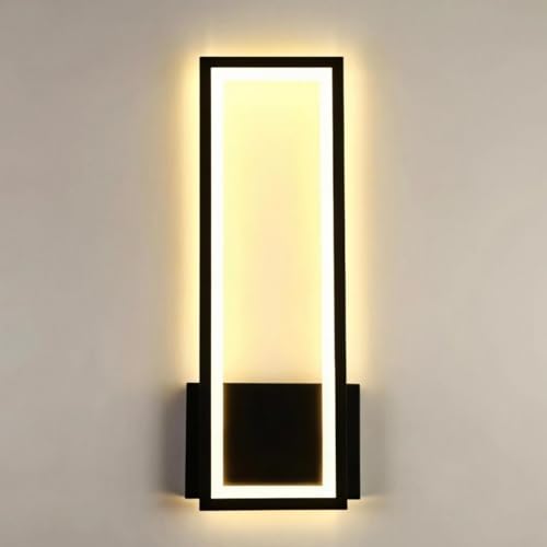 Comely Wandlampe Innen 16W LED Wandleuchte Moderne Warmweiß 3000K, Einfache Rechteckige Wandleuchten für Wohnzimmer Schlafzimmer Korridor Treppenhaus (Schwarz) von Comely