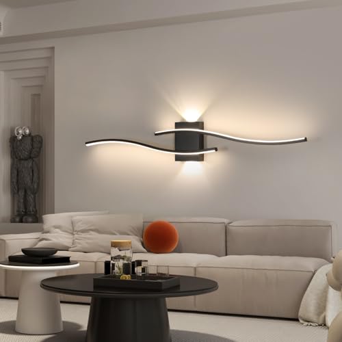 Comely Wandlampe LED Lang 27W 3000LM, Wandleuchte Innen Modern Up Down Glühen, Schwarz LED Wandbeleuchtung, für Wohnzimmer Kinderzimmer Schlafzimmer Treppenhaus Flur, Neutrales Licht 4500k Comely Wandlampe LED Lang 27W 3000LM, Wandleuchte Innen Modern Up Down Glühen, Schwarz LED Wandbeleuchtung, für Wohnzimmer Kinderzimmer Schlafzimmer Treppenhaus Flur, Neutrales Licht 4500k von Comely