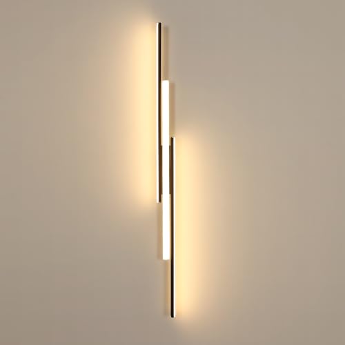 Comely Wandlampe LED Schwarz 24W 2700LM, Wandleuchte LED Innen Modern 90cm, Wandbeleuchtung Warmweiss 3000K für Schlafzimmer Korridor Wohnzimmer Treppe von Comely