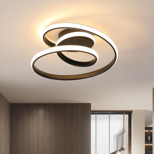 Comely Deckenlampe LED, 36W Kreative Spirale Design Deckenleuchte Schwarz Schlafzimmerlampe, Modern Deckenlampe LED Warmweiß 3000K für Wohnzimmer Esszimmer Küche Flur von Comely