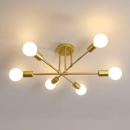 Comely Deckenleuchte Vintage, 6-flammig Retro Deckenlampe E27 Fassung, Modern Kronleuchter aus Metall Industrie Hängelampe für Wohnzimmer Schlafzimmer Esszimmer Restaurant von Comely