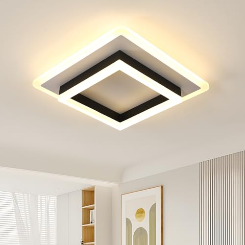 LED Deckenleuchte, 30W Modern Deckenlampe Led Quadrat Warmweiss 3000K, Creative Geometrie Design Schwarz-Weiß Acryl LED Deckenbeleuchtung für Schlafzimmer Küche Wohnzimmer von Comely