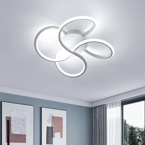 LED Deckenleuchte, 40W 4500LM Deckenlampe Kaltweißes Licht 6500K, Modern Blumenförmige Deckenleuchte aus Aluminium Weiß für Wohnzimmer, Schlafzimmer, Küche, Weiß von Comely