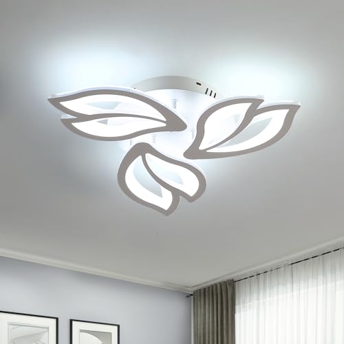 LED Deckenleuchte, 40W Blütenblatt Deckenlampe, Moderne LED Kronleuchter 4500LM 6500K Kalt Weiß für Wohnzimmer, Schlafzimmer und Flur (3 heads) von Comely