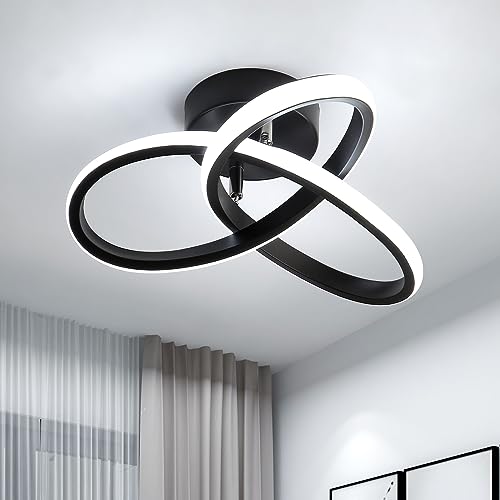 LED Deckenleuchte Moderne, 22W Deckenlampe LED Kaltweiß 6500K, Creative Flower Form Schwarze Kronleuchter für Wohnzimmer Schlafzimmer Flur Küche Balkon, Durchmesser 24CM von Comely