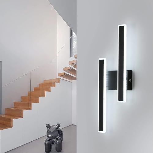 LED Wandleuchte Innen, 32W Modern LED Wandlampe 6500K Kaltweißes Licht, Schwarz Lange Wandbeleuchtung aus Acryl für Wohnzimmer, Schlafzimmer, Flur, Treppenhaus von Comely