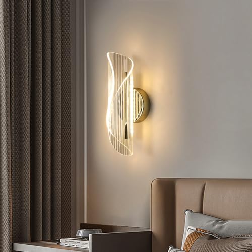 LED Wandleuchte Innen Modern, 16W Acryl LED Wandlampe mit einstellbarer Farbtemperatur, Gold Wandleuchte Wandbeleuchtung für Kinderzimmer Wohnzimmer Schlafzimmer Flur Treppenhaus, 3000K-6500K von Comely