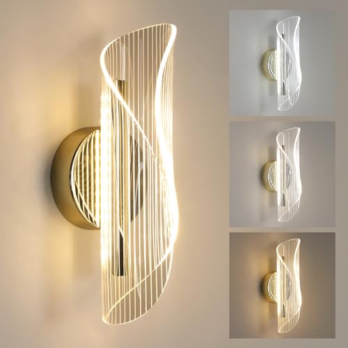 LED Wandleuchte Innen Modern, 16W Acryl LED Wandlampe mit einstellbarer Farbtemperatur, Gold Wandleuchte Wandbeleuchtung für Kinderzimmer Wohnzimmer Schlafzimmer Flur Treppenhaus, 3000K-6500K von Comely