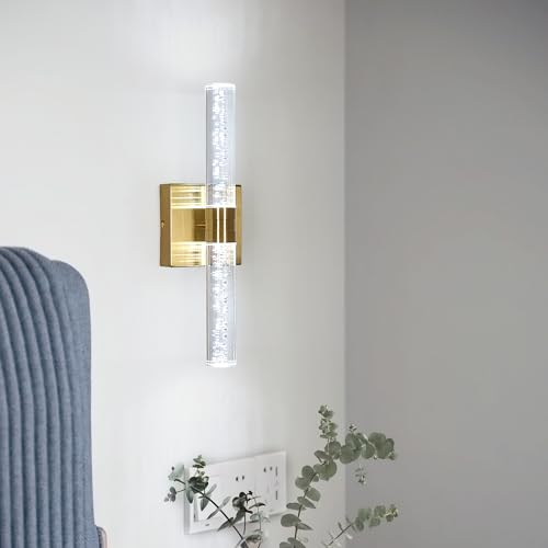 LED Wandleuchten Innen, 12W 1500LM Acryl Wandlampe Innen LED, Gold Wandleuchte Modern, Wandbeleuchtung Für Wohnzimmer, Treppen, Korridor, Schlafzimmer, Kaltes Weiß 6500K von Comely