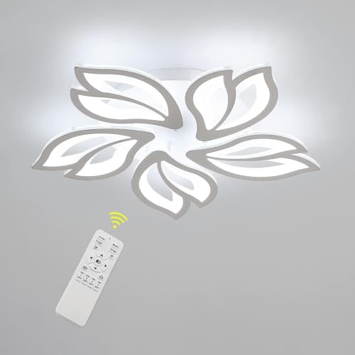 Moderne LED Deckenleuchte, 45W Dimmbare Deckenlampe Wohnzimmer Modern mit Fernbedienung, Kreative Blütenblatt Design Kronleuchter Wohnzimmerlampe für Kinderzimmer Schlafzimmer Esszimmer Restaurant von Comely