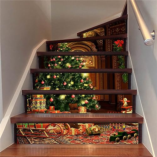 3D Treppenerhöhung weihnachtliche dekorative Treppenaufkleber Selbstklebend treppenaufkleber Weihnachtstreppen Weihnachtsbaum abnehmbare Vinyl-Wandaufkleber von ComepA